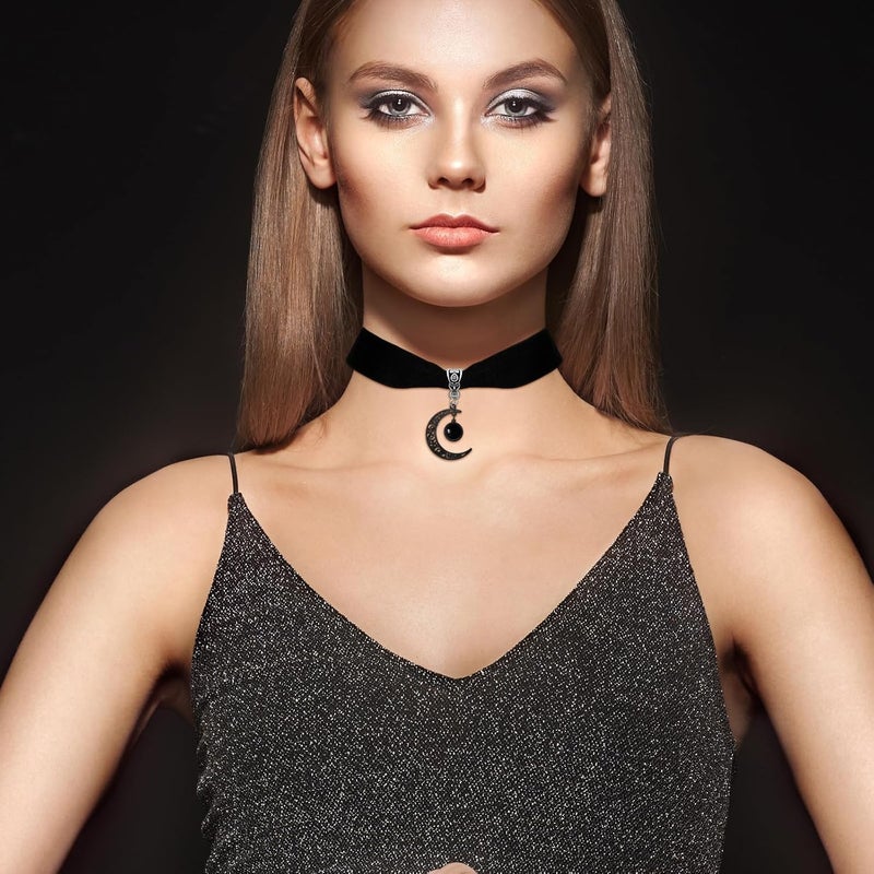 Cicod Gothic Black Velvet Goth Choker Necklace for Women,Cameo Black Choker Crow Skull Pendant Necklace Vintage Collar Skull Necklace Gothic Jewelry - Image 3